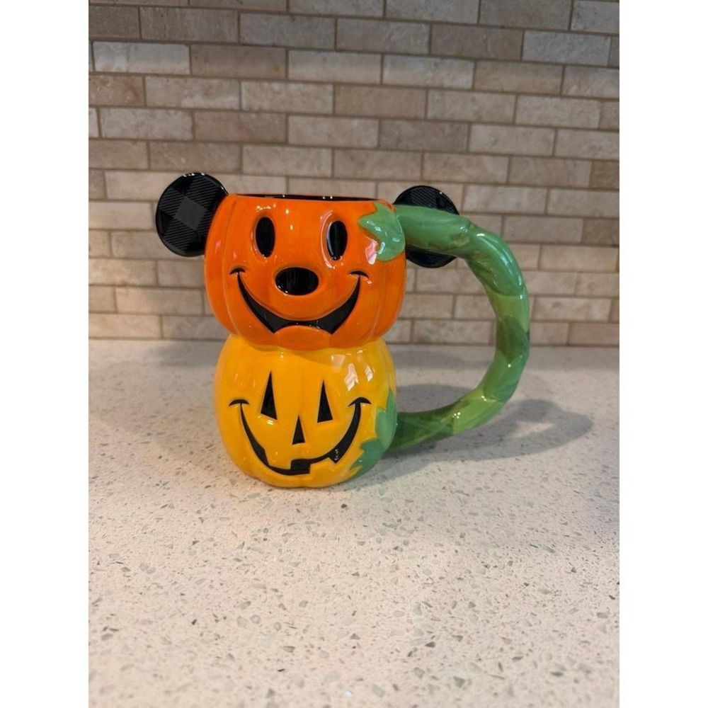 Disney Mickey Halloween Pumpkin Stacked Coffee Mug Trick or Treat